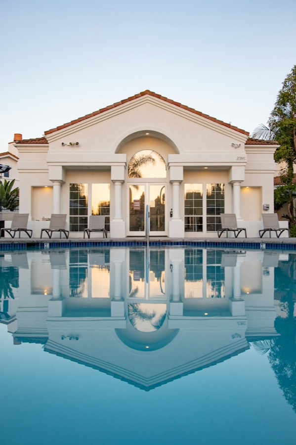 Classical estate mirrored in its pool